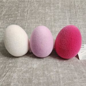 Easter Flocked Eggs Bundle Set of 3. In Colors White, Lilac, Pink.